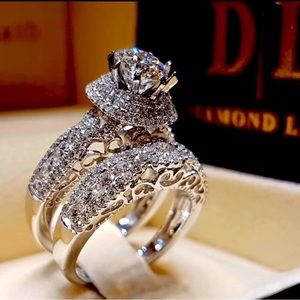 Crystal Female Big Zircon Stone Fashion Ring Set / Bridal Wedding Rings